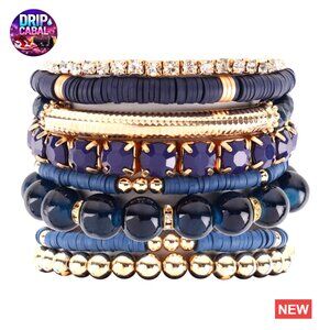Stretch Beaded Stackable Bracelets Boho Layering Statement Wrap Bangles
